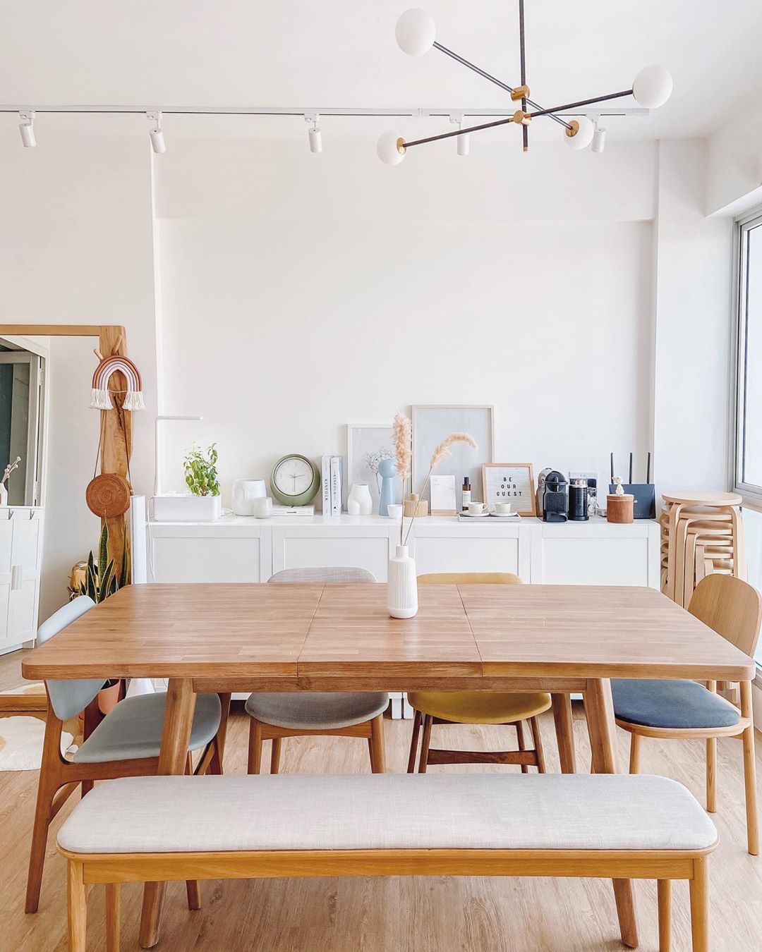 Mid century modern clearance extendable dining table